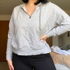 Aerie- Gray Hoodie Half Zip Sweatshirt